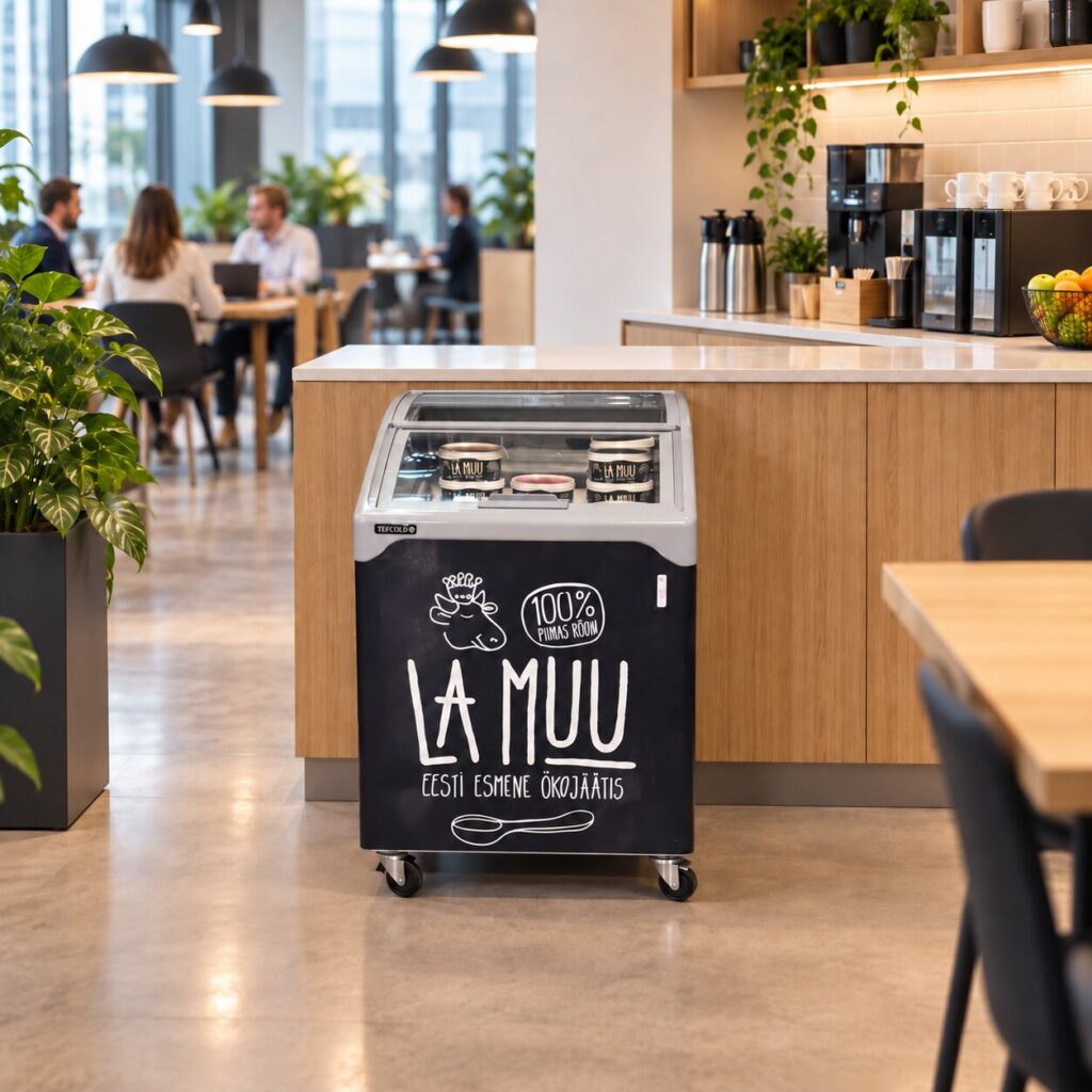 La Muu väike jäätisekülmik kontoris